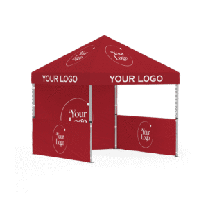 10×10 FT Branded Canopy Tent with Back Wall & Half Side Wall – Custom Printed Vendor Booth for Events & Promotions