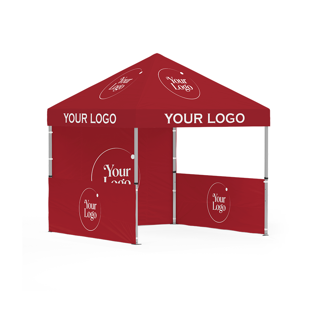 10×10 FT Branded Canopy Tent with Back Wall & Half Side Wall – Custom Printed Vendor Booth for Events & Promotions