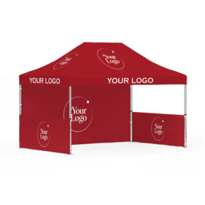 10×15 FT Printed Canopy Tent with Back Wall & Side Banner – Professional Vendor Tent for Outdoor Promotions
