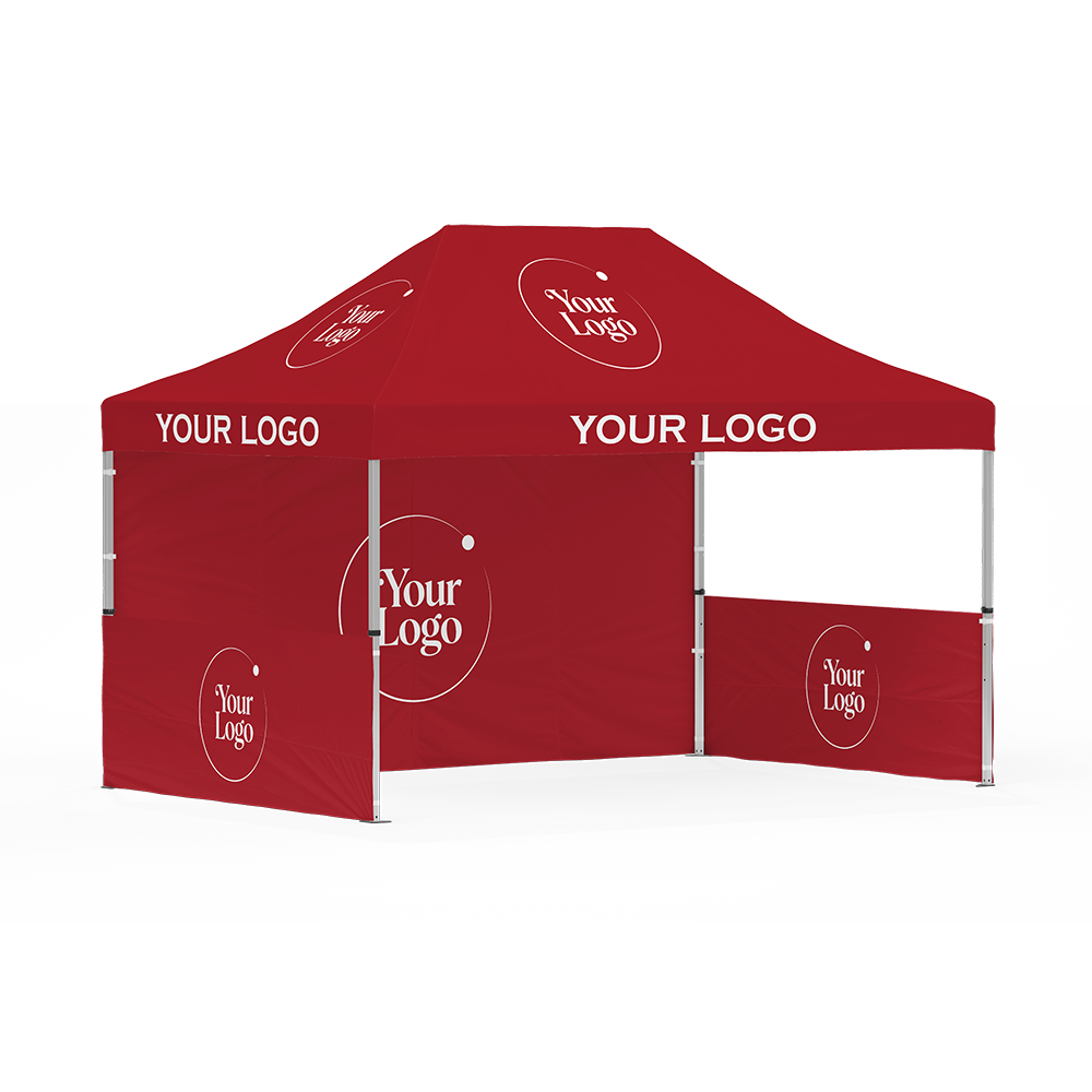 10×15 FT Printed Canopy Tent with Back Wall & Side Banner – Professional Vendor Tent for Outdoor Promotions