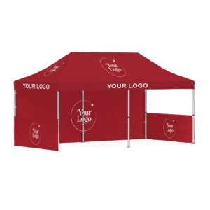 10×20 FT Branded Canopy Tent with Full Back Wall & Side Banner – Heavy-Duty Outdoor Marketing Tent